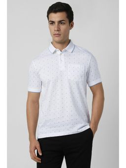 Van Heusen - Men Blue Printed Polo T-shirt