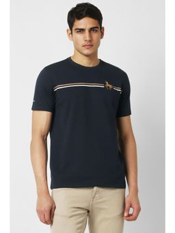 Van Heusen - Men Navy Blue Patterned Crew Neck T-shirt