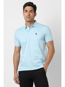 Van Heusen - Men Light Blue Printed Polo T-shirt