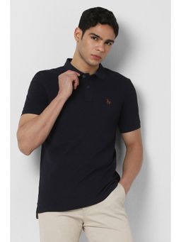 Van Heusen - Men Navy Blue Solid Polo T-shirt