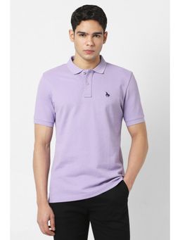 Van Heusen - Men Lavender Textured Polo T-shirt