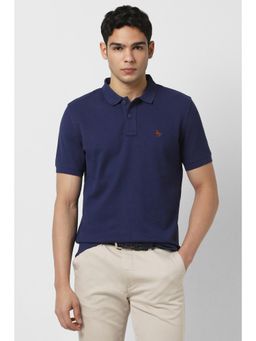 Van Heusen - Men Navy Blue Solid Polo T-shirt