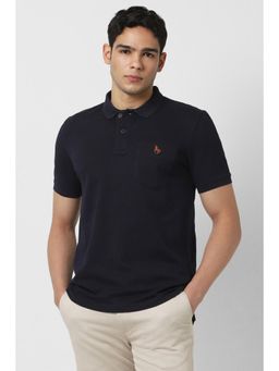 Van Heusen - Men Navy Blue Solid Polo T-shirt