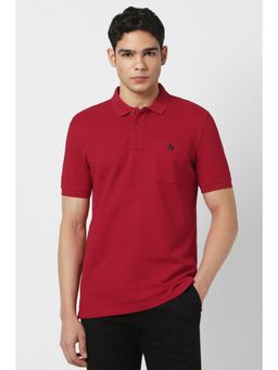 Van Heusen - Men Red Solid Polo T-shirt