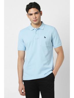 Van Heusen - Men Light Blue Solid Polo T-shirt