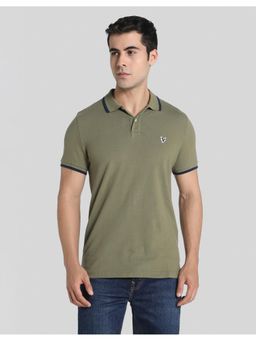 American Eagle - Men Olive Tipped Flex Pique Polo T-shirt