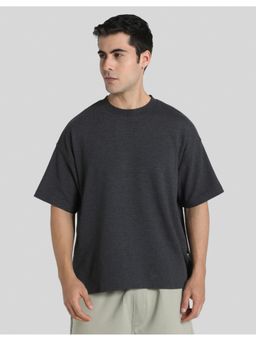 American Eagle - Men Grey Oversized Solid T-shirt