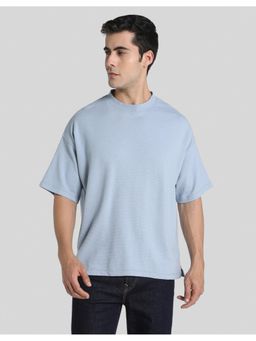 American Eagle - Men Blue Oversized Solid T-shirt