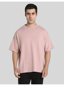 American Eagle - Men Pink Oversized Solid T-shirt