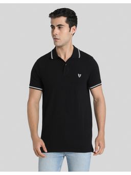 American Eagle - Men Black Slim Fit Tipped Flex Pique Polo T-shirt