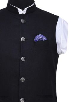 CHOKORE - Men Indian At Heart Printed Purple Pocket Square