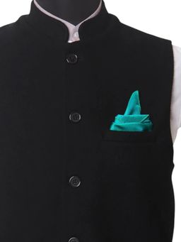CHOKORE - Men Solid/Plain Teal Pocket Square