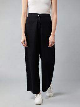 DOLCE CRUDO - Women's Black Wide-Leg High Rise Clean Look Light Weight Denim Pants