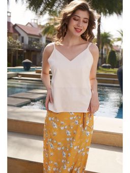 NEOFAA - Cream Strappy V Neck Cami Top