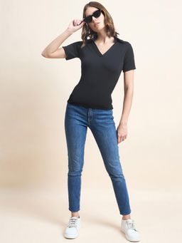98 Degree North - Women Cotton Ribbed Slim Fit Tunic Top