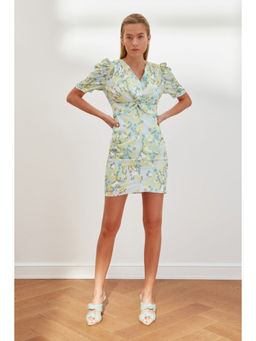 Trendyol - Multi Floral Puff Sleeve Mini Dress (UK 10)