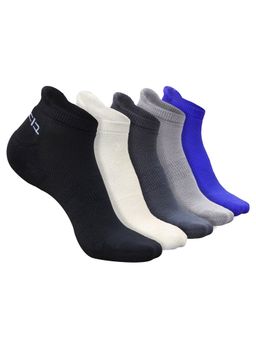 Heelium - Bamboo Ankle Socks-FreeSize UK7-11,5 Pairs,Black,White,DGrey,LGrey,Rblue (Pack of 5)