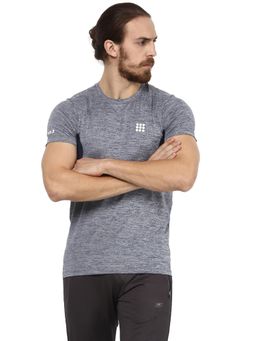 Rock.it - Men Grey Milange Crew Neck Smart Fit T-Shirt