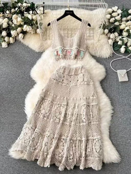 MISS MOSA BY AKANKSHA - Mirren Crochet Holiday Resort Wear Co-Ord (Set of 2)