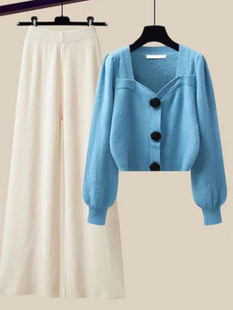 MISS MOSA BY AKANKSHA - Jolene Woolen Blue Co-Ord (Set of 2)