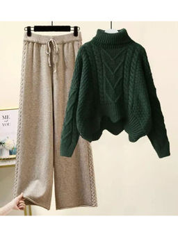 MISS MOSA BY AKANKSHA - Penny Woolen Green Co-Ord (Set of 2)