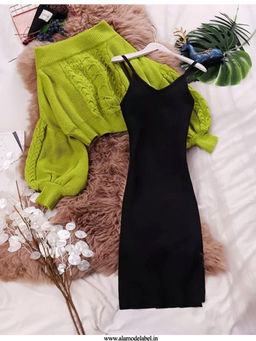 MISS MOSA BY AKANKSHA - Green Renny Luxury Pullover with Dress (Set of 2)