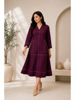 Autumnlane - Purple Solid Cotton Dress