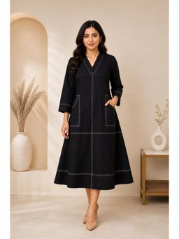 Autumnlane - Black Solid Cotton Dress