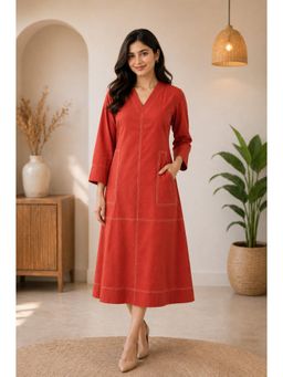 Autumnlane - Red Solid Cotton Dress