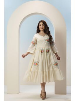 Autumnlane - Off White Printed Cotton Dress