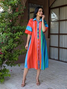 Autumnlane - Multi-Color Stripes Cotton Dress
