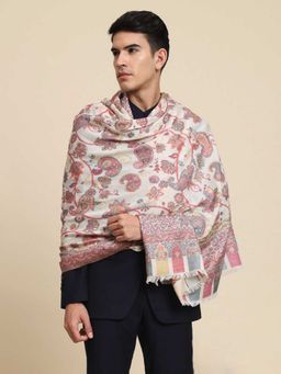 Zamour - Mens Paisley Luxury Woven White Shawl