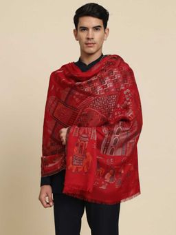 Zamour - Mens Luxury Woven Luxury Woven Red Shawl