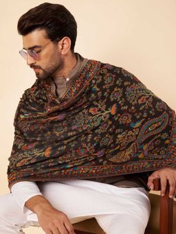 Zamour - Men Floral Black Kani Shawl