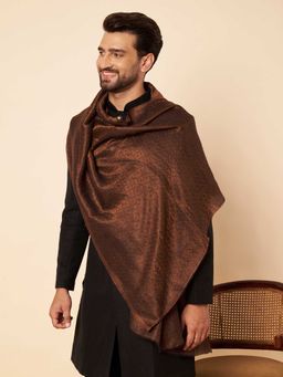 Zamour - Men Geometric Brown Zari Shawl