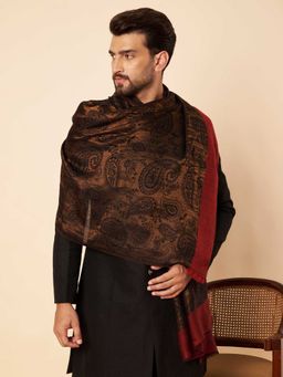 Zamour - Men Paisley Black Zari Shawl