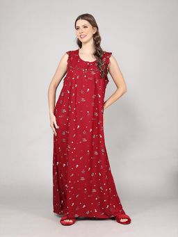 evolove - Maroon Vibrant Bliss Rayon Nighty