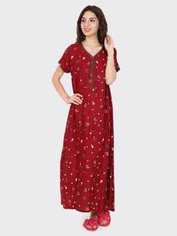 evolove - Maroon Vibrant Bliss Rayon Nighty