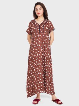 evolove - Brown Vibrant Bliss Rayon Nighty