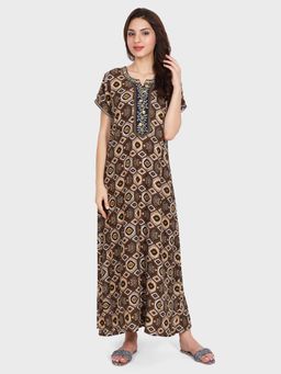 evolove - Brown Vibrant Bliss Rayon Nighty