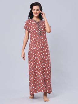 evolove - Brown Vibrant Bliss Rayon Nighty