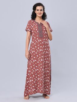 evolove - Brown Vibrant Bliss Rayon Nighty