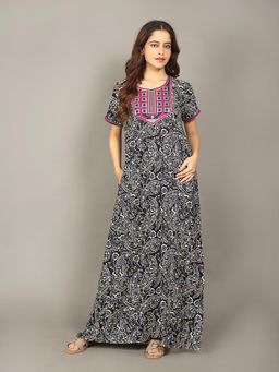 evolove - Navy Blue Vibrant Bliss Rayon Nighty