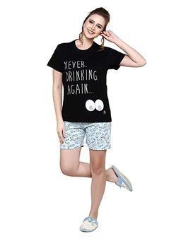 evolove - Black Printed T-Shirt and Shorts