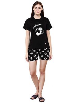 evolove - Black Printed T-Shirt and Shorts