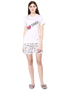 evolove - White Printed T-Shirt and Shorts