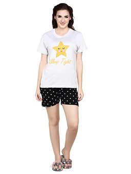 evolove - Black Printed T-Shirt and Shorts