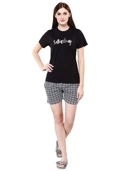 evolove - Black Printed T-Shirt and Shorts