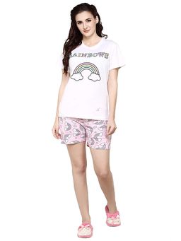 evolove - White Printed T-Shirt and Shorts