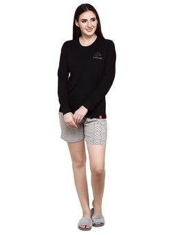evolove - Black Printed T-Shirt and Shorts
